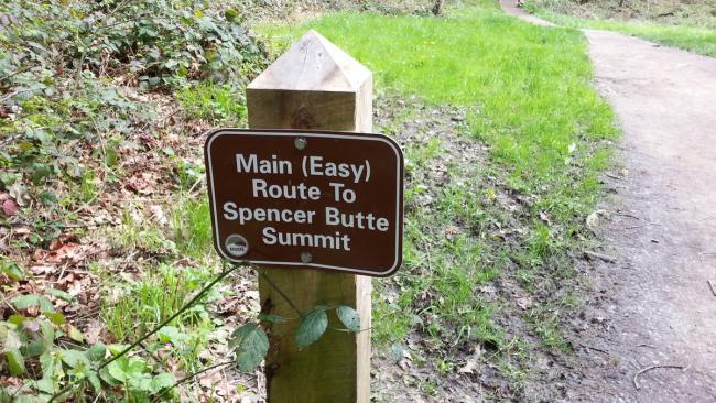 Trail sign for Spencer Butte