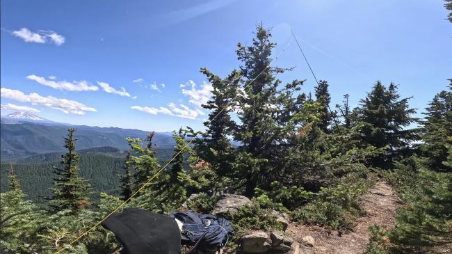 Picture of HF antenna set up at the summit. 